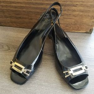AK Anne Klein Black Wedge Sandal